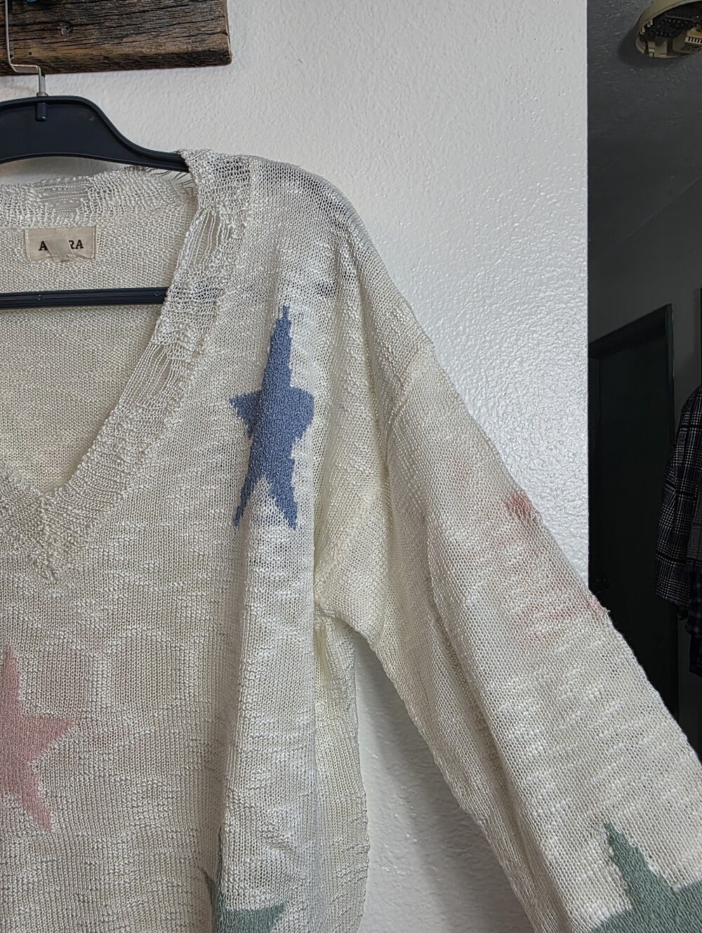 Adora Distressed Star Knit Sweater Medium - Picture 7 of 14